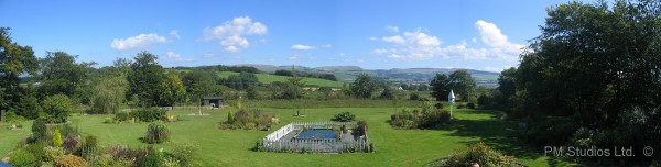 Panoramic of our garden in Wales