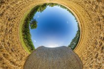E16_4213r-t-x17-t-ps-j-w August 2016: An 'Inverted Little Planet': Up close to a large straw bale in a field in Aldeby
