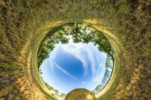 E16_4665r-t-x16-t-ps-j-lpi-w August 2016: An 'Inverted Little Planet': Up close to a large straw bale in a field in Aldeby. Second of three taken on this day, see the test folders for the...