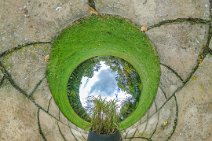 MIS_20170919_113332_422026265_lpissj1w Miisphere test3 on 2017_09_19: In the garden: potted grass in paved circle inverted little planet
